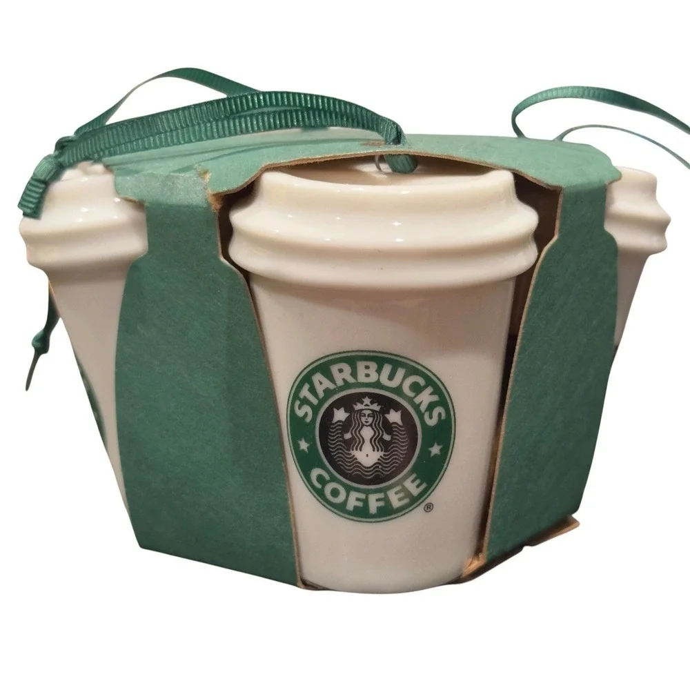Starbucks 2016 Christmas Ornaments Set 4pk Mini Ceramic Coffee Cup Tea‎ Mug New